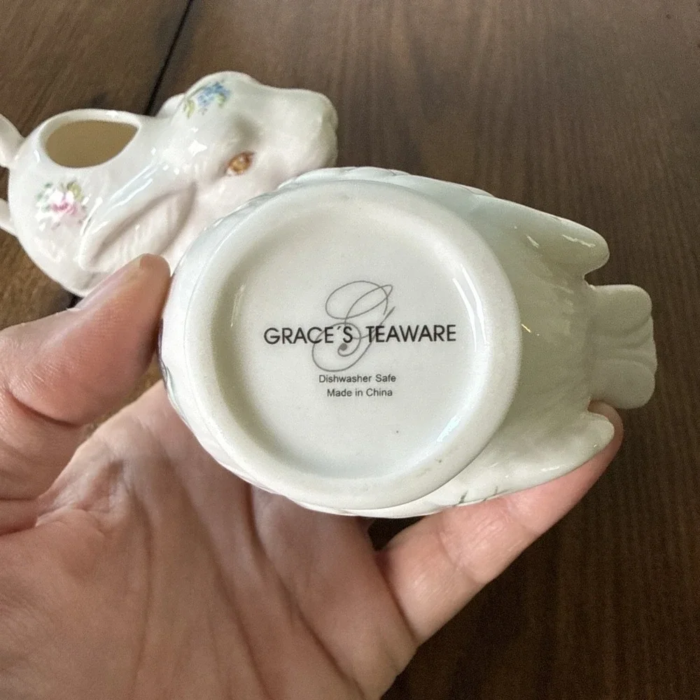 Grace's Teaware Porcelain Creamers Bunny & Bird Dainty For English Tea Time